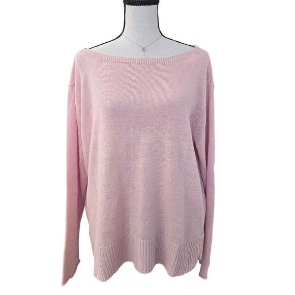 Eileen Fisher Pink 100% Linen Lightweight Knit Sweater L Minimalist Quiet Luxury - Picture 1 of 7